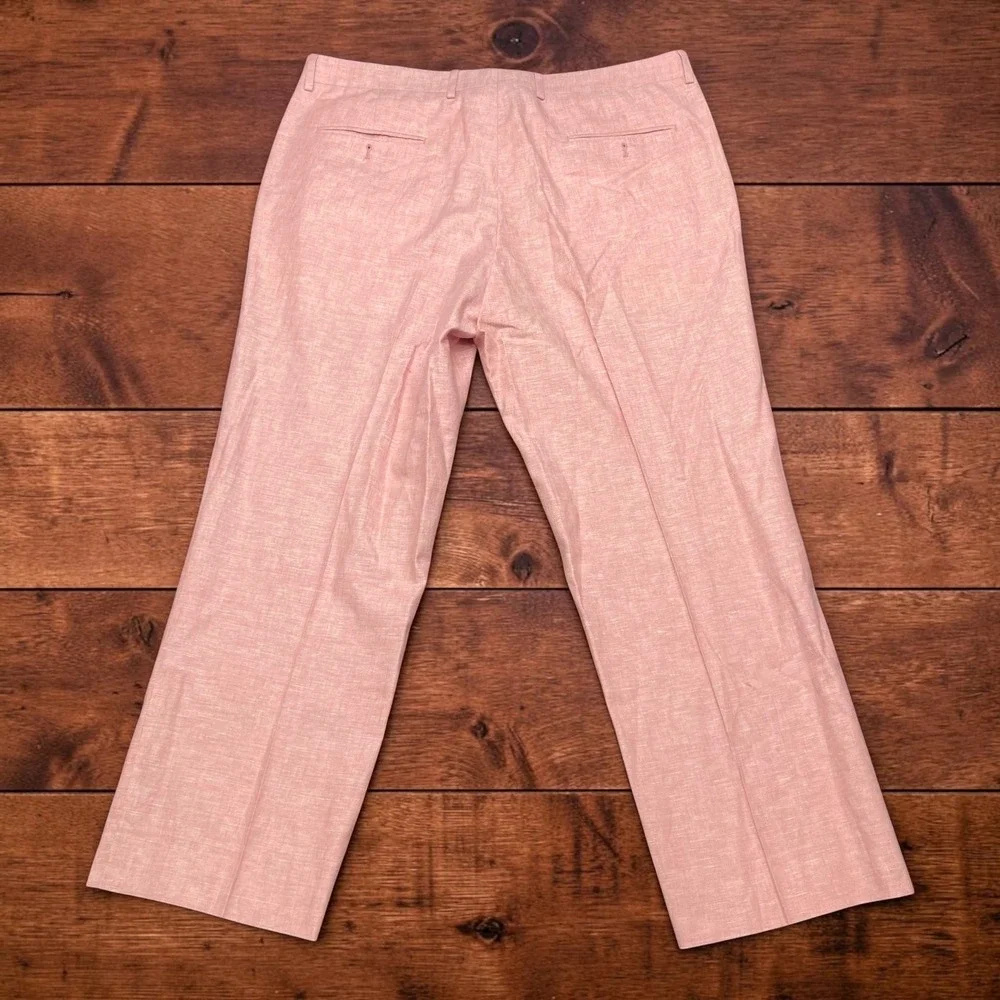 Joseph Abboud Mens Pink Linen Blend Flat Front Dress Pants 38x28 Summer Beach